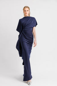 HerTrove-Ruffled sleeve asymmetrical dress