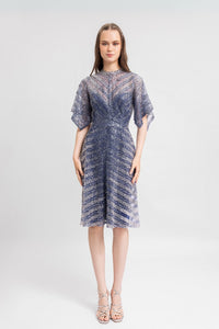 HerTrove-Blue Lace Flutter Dress