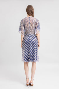 HerTrove-Blue Lace Flutter Dress