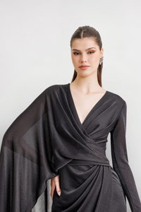 HerTrove-V Neck jersey dress with envelope skirt