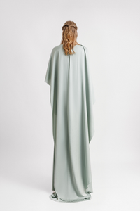 HerTrove-Gathered satin dress with beaded belt