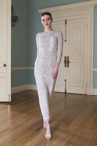 HerTrove-Ankle-Length Fully Beaded Dress with Open Back and Slit