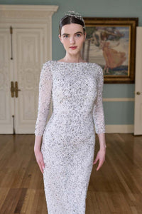 HerTrove-Ankle-Length Fully Beaded Dress with Open Back and Slit