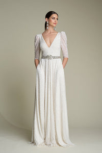 HerTrove-Beaded Jumpsuit with Embellished Waistband