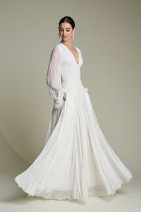 HerTrove-Hand-beaded gown with wide waistband