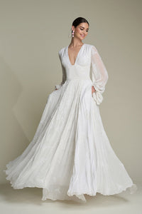 HerTrove-Hand-beaded gown with wide waistband