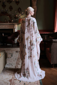 HerTrove-Embroidered Kimono Gown with Floral Beading