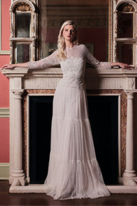 HerTrove-Beaded Bodice Dress with Sequin-Embellished Skirt