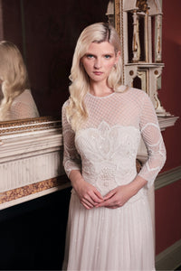 HerTrove-Beaded Bodice Dress with Sequin-Embellished Skirt