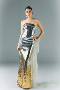 HerTrove-Strapless sequined ombre dress