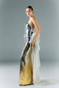 HerTrove-Strapless sequined ombre dress