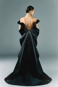 HerTrove-Off shoulder column mikado dress