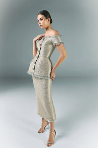 HerTrove-Tweed corset with pencil skirt