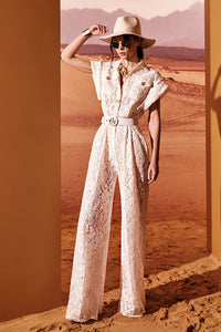 HerTrove-Short sleeves lace jumpsuit