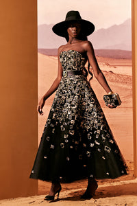 Midi tulle dress with gold embellishments Black / FR 36 Midi tulle dress with gold embellishments Black / FR 36