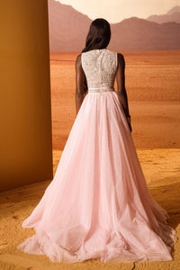 HerTrove-Embroidered tulle dress with overskirt