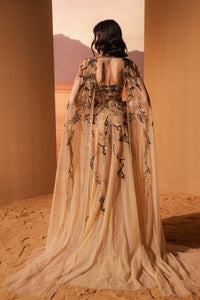 HerTrove-Tulle dress with bold black embroidery