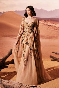 HerTrove-Tulle dress with bold black embroidery