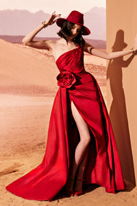 HerTrove-Taffeta gown with voluminous skirt and pleats