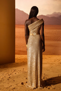 HerTrove-One shoulder sequined dress