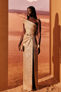 HerTrove-One shoulder sequined dress
