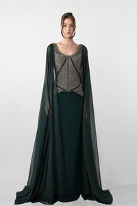 HerTrove-Embroidered mesh with chiffon and satin lining
