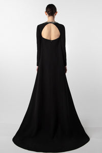HerTrove-Embroidered Gown with Dramatic Train
