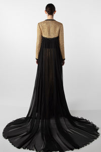 HerTrove-Embroidered Tweed and Chiffon Ensemble