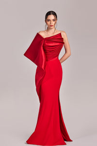 HerTrove-One sleeve mermaid gown