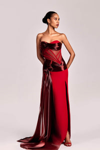 HerTrove-Sheer bodice corseted dress