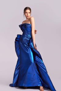 HerTrove-Pleated bodice metallic dress 