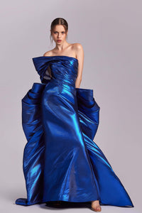 HerTrove-Pleated bodice metallic dress 