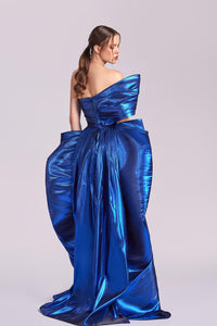 HerTrove-Pleated bodice metallic dress 