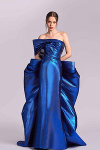 HerTrove-Pleated bodice metallic dress 