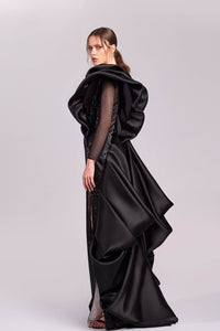 HerTrove-Exagerated shoulders sequined dress
