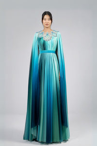 HerTrove-Ombre Dress With Cape Sleeves