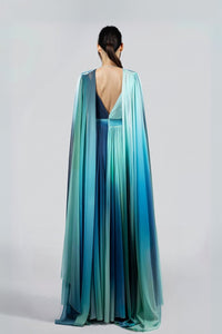 HerTrove-Ombre Dress With Cape Sleeves