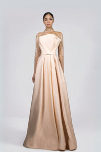 HerTrove-Backless Dress With Beaded Sleeves
