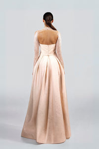 HerTrove-Backless Dress With Beaded Sleeves
