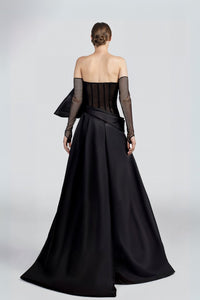 HerTrove-Strapless Dress With Metallic Flowers
