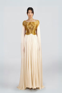 HerTrove-Cape Sleeves Chiffon Dress