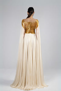 HerTrove-Cape Sleeves Chiffon Dress