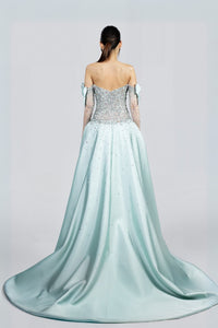 HerTrove-Embroidered Dress With Overskirt
