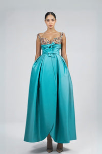HerTrove-Crystals Bodice Wrap Ball Dress