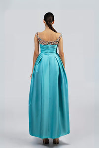 HerTrove-Crystals Bodice Wrap Ball Dress