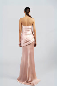 HerTrove-Strapless Dress With Rushed Bodice