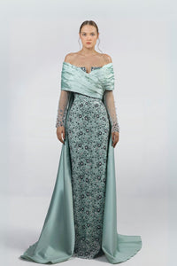 HerTrove-Crystal Cape Sleeve Dress