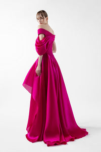 off shoulder fuchsia dress Fuchsia Off Shoulder Gown
