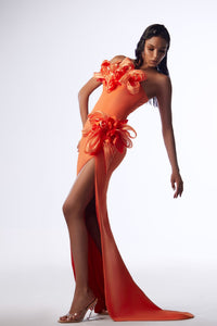 HerTrove-Crepe dress with satin embellishments
