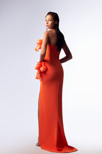 HerTrove-Crepe dress with satin embellishments
